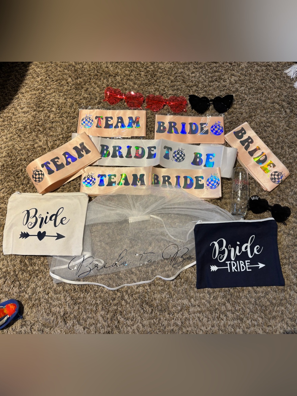 Bachelorette Party Sashes and Accessories Shown